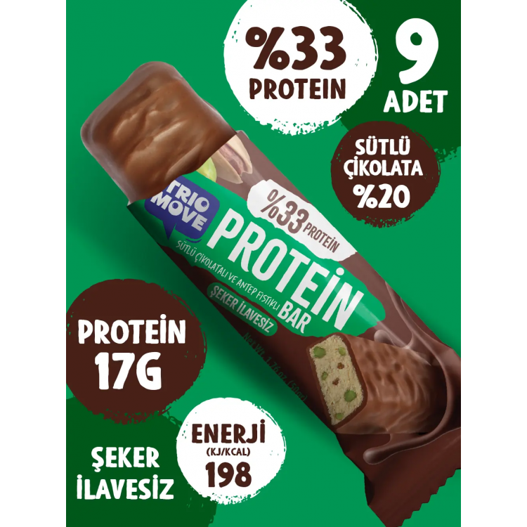 Trio Move %33 Premium Serisi Protein Bar 9 Adet 50 Gr